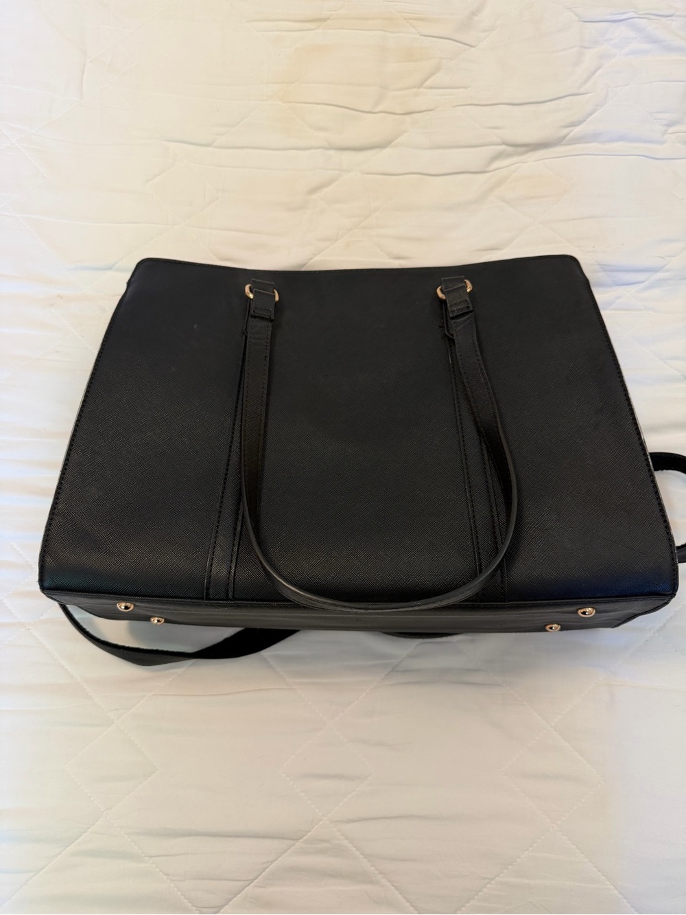 Classic Black Tote Bag with Gold Hardware - Women's Carryall